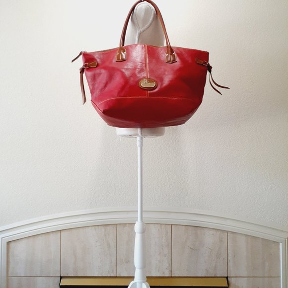 Dooney & Bourke Red Tote with Brown Accents - Picture 2 of 16